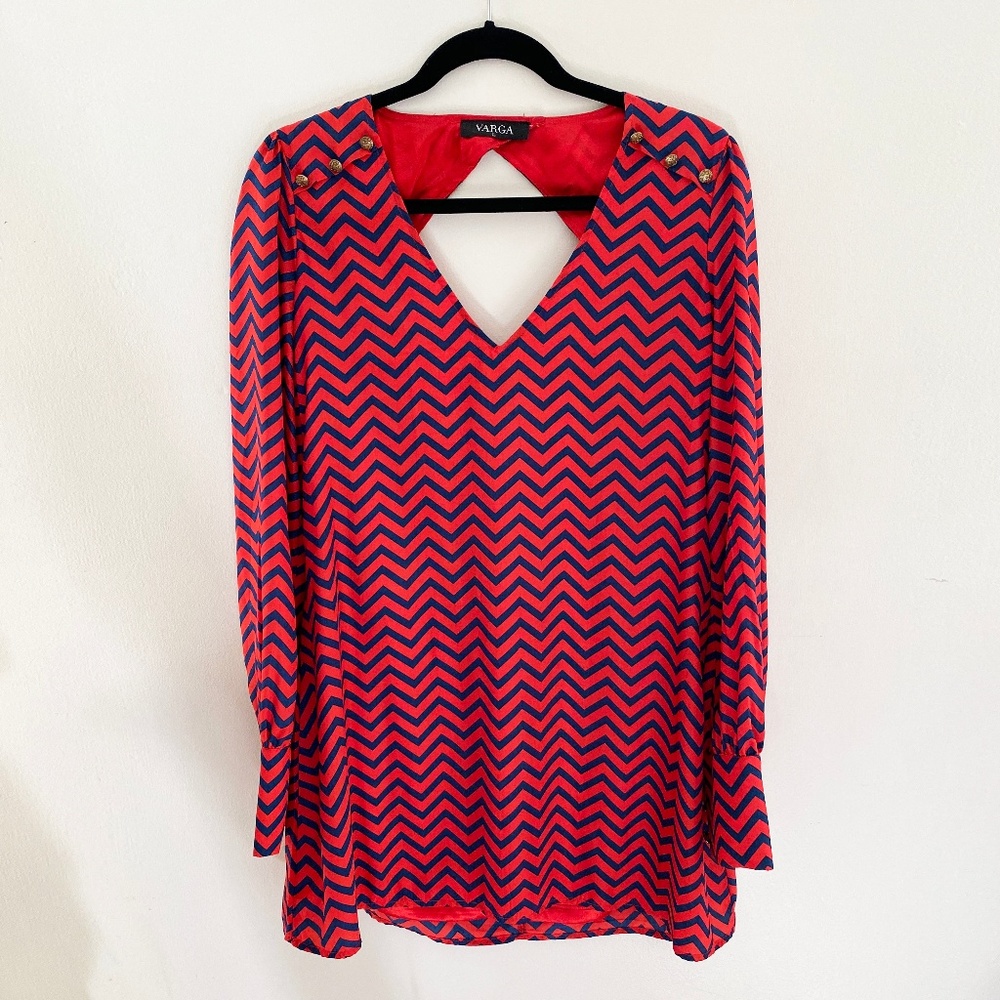 Varga Chevron Print Mini Dress